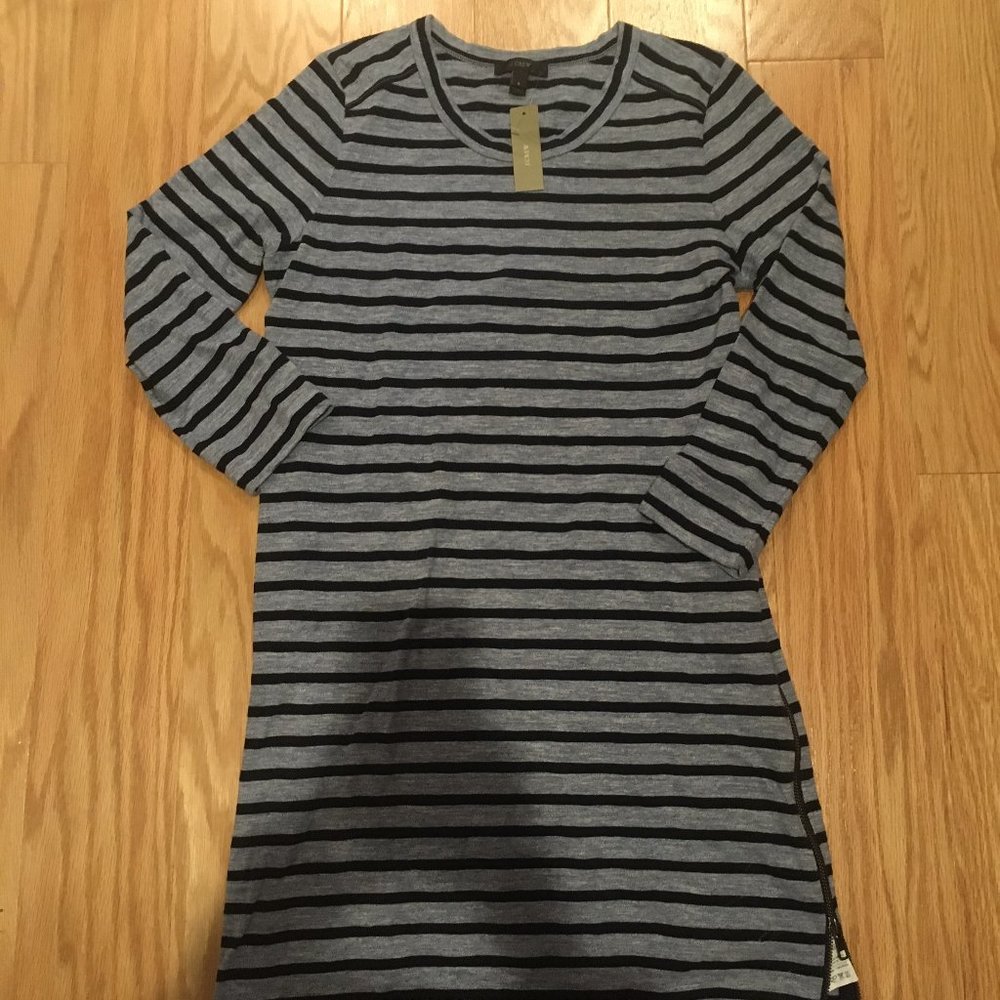 J. Crew Striped Cotton Shirt Dress Zipper Small